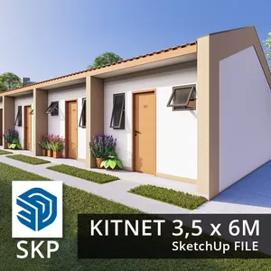 Imagem de capa para o Curso online Projeto de Kitnet 3,5x6 m (21m²) ARQUIVO SKETCHUP