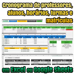 Cronograma de professores, alunos, horários, turmas, matrículas