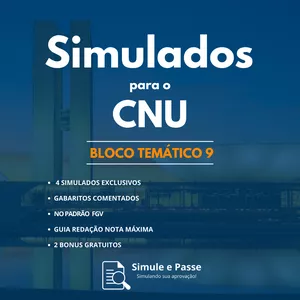 Imagem de capa para o Ebook 4 SIMULADOS COM GABARITOS COMENTADOS PARA O CNU (BLOCO 9)