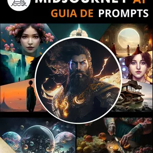 Imagem de capa para o Ebook MIDJOURNEY AI - GUIA DE PROMPTS 