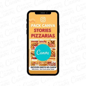 Imagem principal do produto Canva Pack Editável - Stories Pizzaria + 5 Kits Bônus