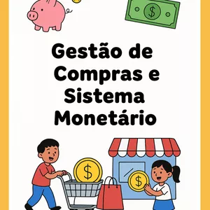 Imagem de capa para o Ebook 🛒 Gestão de Compras e Sistema Monetário – Kit Educativo 💰 Este material pedagógico foi desenvolvido para auxiliar crianças no processo de alfabetização financeira e no reconhecimento do sistema monetário brasileiro. O arquivo contém: - 30 cartões ilu