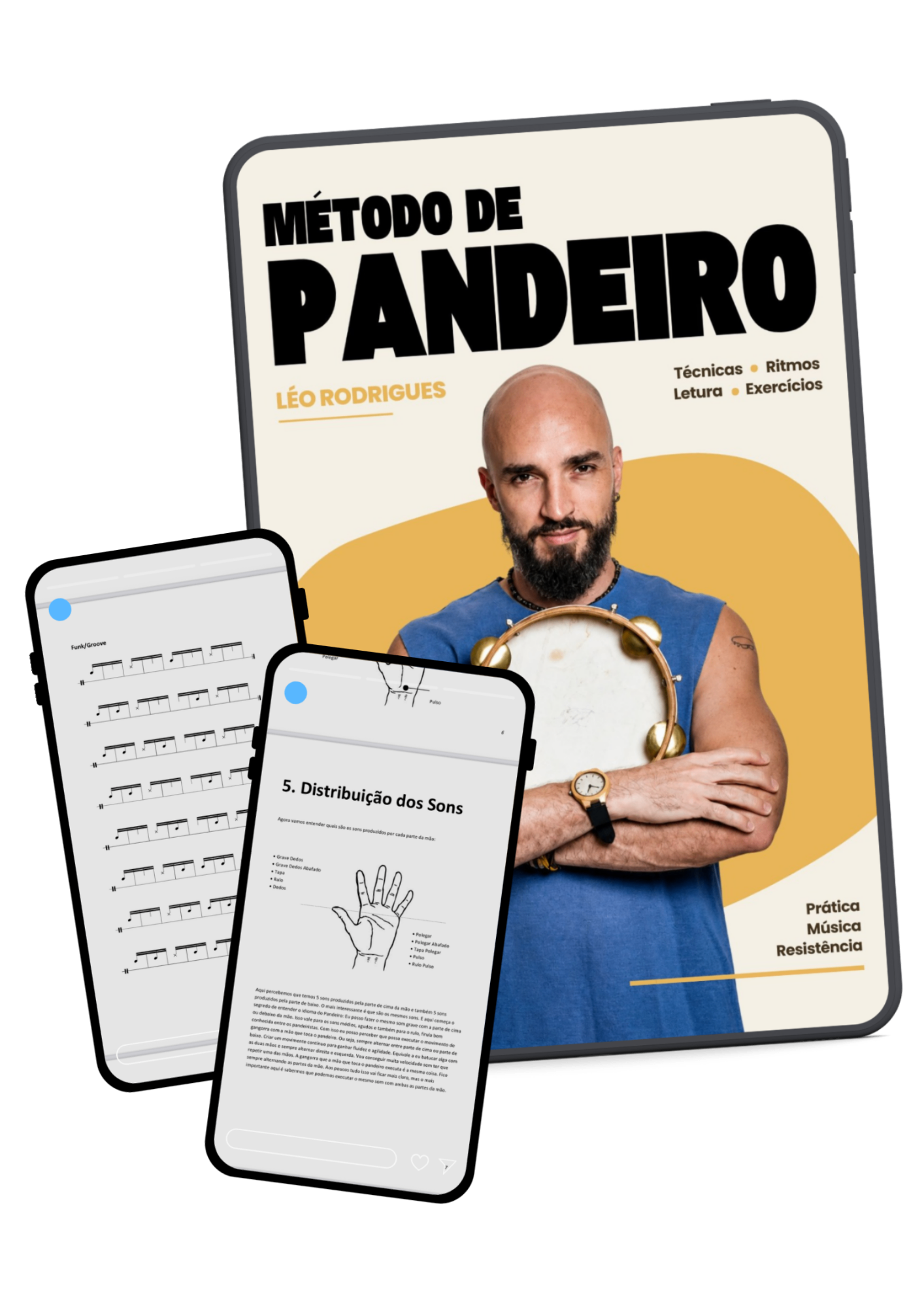 Capa da apostila de pandeiro Léo Rodrigues