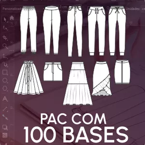Imagem de capa para o Ebook PAC COM 100 BASES DE MODA FEMININA VETORIZADAS