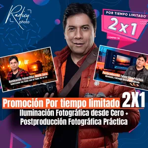 Imagen de portada para Curso online Promoción Por tiempo Limitado 2X1 (Iluminación + Postproducción Fotográfica)