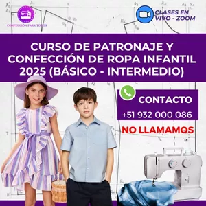 Imagen de portada para Evento online CURSO PATRONAJE Y CONFECCION ROPA INFANTIL 2025 - BASICO E INTERMEDIO