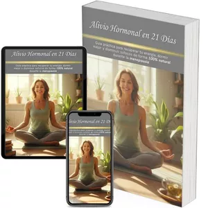 Imagen de portada para Ebook Alivio Hormonal en 21 Días: Guía práctica para recuperar tu energía, dormir mejor y disminuir sofocos de forma 100% natural durante la menopausia
