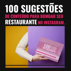 Imagem de capa para o Ebook 100 Sugestões de Conteúdo Para Instagram de Restaurante