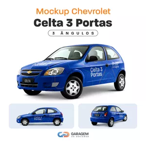 Imagem de capa para o Curso online Mockup Chevrolet Celta 3 Portas - 3 ângulos