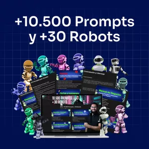 Imagen de portada para Curso online +10.500 Prompts y +30 Robots de ChatGPT