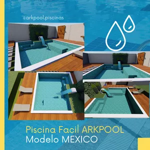 Imagem de capa para o Ebook PISCINA FACIL - PROJETO DE PISCINA MEXICO 3,80X5,50 com mini praia e assento - ARKPOOL 