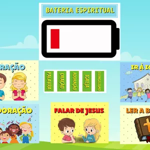 Imagem de capa para o Ebook Recurso Visual- Bateria Espiritual/Conectados com Deus