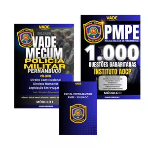 Imagem de capa para o Ebook COMBO PMPE 2026  | VADEMECUM + 1.000 QUESTÕES