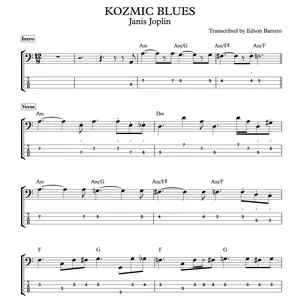 Cover image for Ebook KOZMIC BLUES (Janis Joplin) Bass Transcription, Score &amp; Tab Lesson