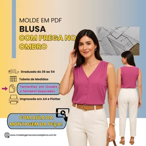 Imagem de capa para o Curso online MOLDE EM PDF-Blusa com prega no ombro (com vídeo da montagem da peça)