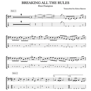 Cover image for Online course BREAKING ALL THE RULES (Peter Frampton) Bass Score &amp; Tab Lesson