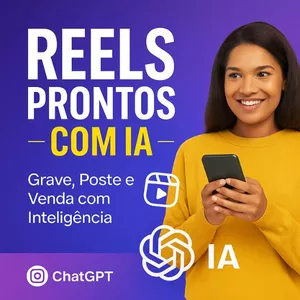 Imagem de capa para o Ebook Reels Prontos com IA — Grave, Poste e Venda com Inteligência