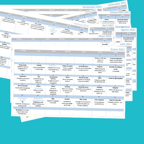 calendario social media 2021