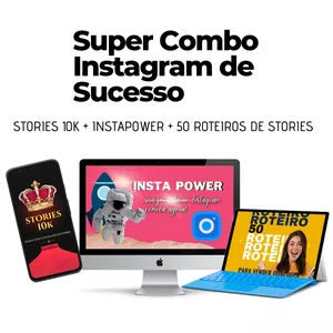 Imagem de capa para o Ebook Combo Especial para Crescer e Vender no Instagram: Stories 10k + Instapower + 50 Roteiros de Stories