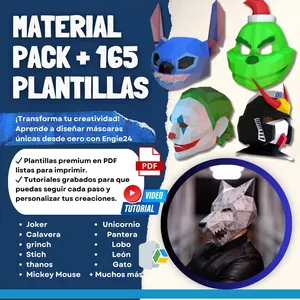 Imagen de portada para Ebook PLANTILLAS MÁSCARAS 3D PARA ARMAR EN PAPEL | +165 DISEÑOS CON TUTORIALES