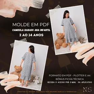 Imagem de capa para o Curso online NS Molde em PDF - Camisola Babado Ana Infantil ID 4007133