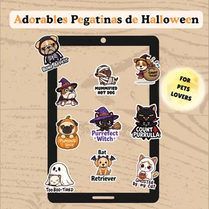Imagen de portada para Curso online 🎃 Pack de Stickers Digitales (Pegatinas) de Halloween con Mascotas 