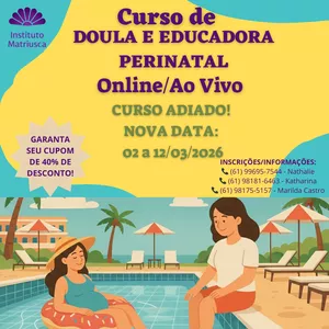 Imagem de capa para o Curso online CURSO DE DOULA E EDUCADORA PERINATAL (EAD, ON LINE AO VIVO - COM OU SEM OFICINA PRESENCIAL )