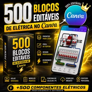 Imagem do curso 500 Blocos Editáveis de Elétrica no Canva | Pack Profissional