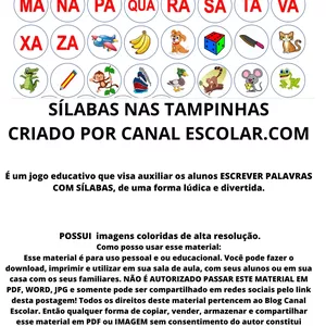 Imagem de capa para o Ebook SÍLABAS NAS TAMPINHAS