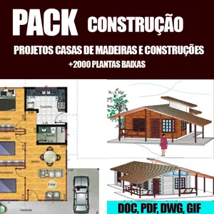 Imagem de capa para o Ebook Pacote Completo de Projetos e plantas de construção e casas de madeira