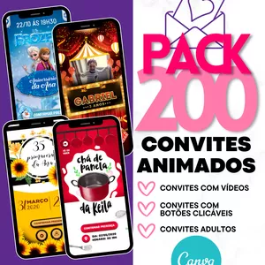 Imagem de capa para o Curso online PACK 200 CONVITES ANIMADOS COM VÍDEOS E CLICÁVEIS
