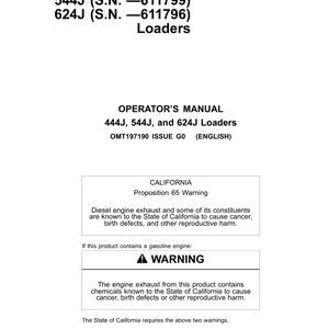 Cover image for Ebook JOHN DEERE 444J 544J 624J LOADER OPERATORS MANUAL