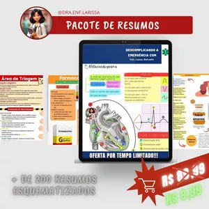 Imagem de capa para o Ebook Pacote com + de 200 Resumos  Esquematizados de Enfermagem 