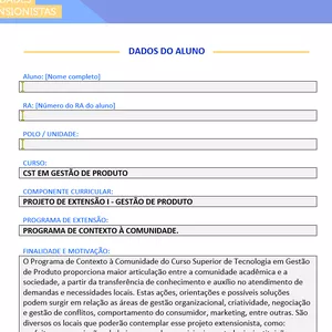 Imagem de capa para o Curso online Projeto de extensão modelo Gestão de Produto