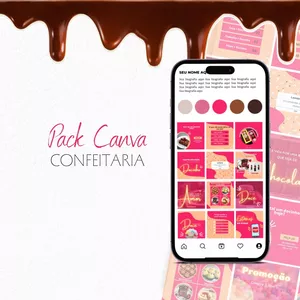 Imagem de capa para o Curso online Pack Canva para Confeitaria