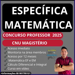 Imagem de capa para o Curso online PREPARAÇÃO CONCURSOS DE PROFESSOR DE MATEMÁTICA 2025