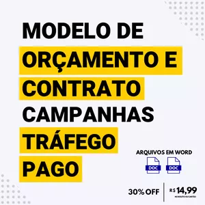 Imagem de capa para o Ebook Modelo de Orçamento e Contrato p/ Campanhas de Tráfego Pago (Anúncios Patrocinados)