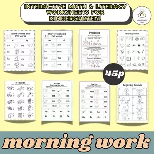 Cover image for Ebook morning work kindergarten math and literacy, Worksheets for Independent