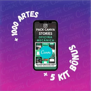 Imagem de capa para o Curso online Stories Oficina Mecânica - Pack Canva Editável +1000Artes +5Kits Bônus