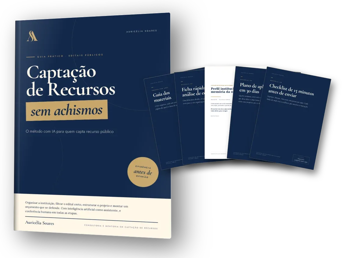 Livro Captação de Recursos sem Achismos e os cinco materiais de trabalho