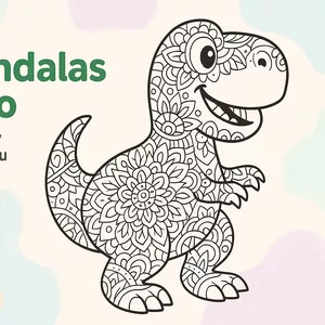 Imagen de portada para Ebook 🧠 Dino Mándala – Colorea y entrena su cerebro ✨ Incluye regalo bilingüe: Mini Kit Dino Mind / Mente