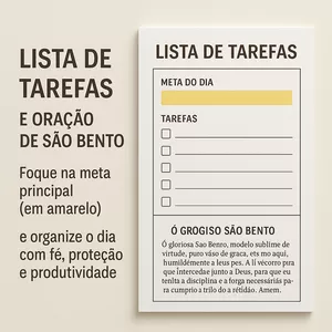 Imagem de capa para o Ebook Lista de Tarefas e Metas com Oração de São Bento – Organize Seu Dia com Propósito e Proteção