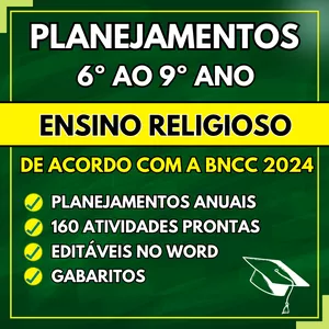 Imagem de capa para o Curso online ENSINO RELIGIOSO - Planejamentos do 6º ao 9º ano - BNCC 2024