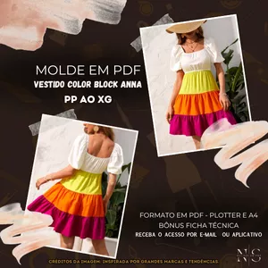 Imagem de capa para o Curso online ✨NS Molde em PDF - Vestido Color Block Anna ID 5113760 [PP ao XG] 