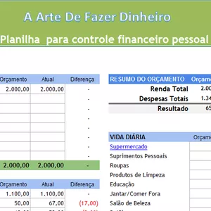 Planilha  para controle financeiro  pessoal e  empresarial 