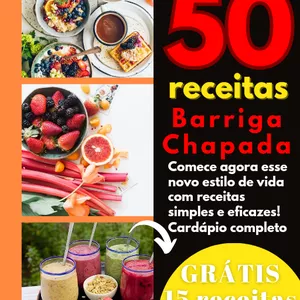 Imagem de capa para o Ebook 50 Receitas Barriga Chapada. 