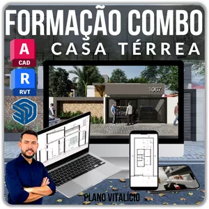 Imagem de capa para o Curso online Formação Combo Casa Térrea "Autocad - Sketchup - Revit"