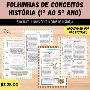 Imagem de capa para o Curso online Folhinhas de conceitos - História - 1º ao 5º ano