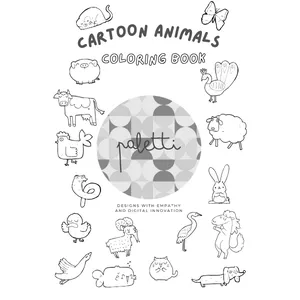 Cover image for Ebook Multilingual Cartoon Animals Coloring Book - A4 size