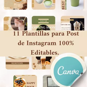 Cover image for Ebook Café y Té Plantillas para Redes Sociales, para post de instagram 
